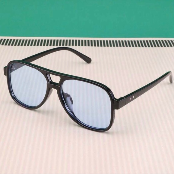 Accessories - Stylish Black Sunglasses with Blue Lenses